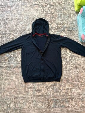 Men's Navy Zip-Up Hooded Jacket